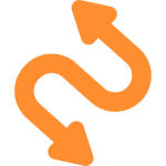 curved orange double-side arrow