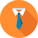 blue tie in orange circle